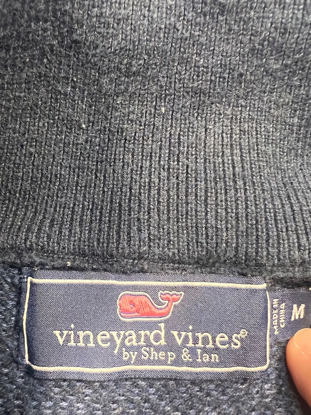 Vineyard Vines Sweater mens Medium Quarter Zip Pullover Navy Blue wool blend